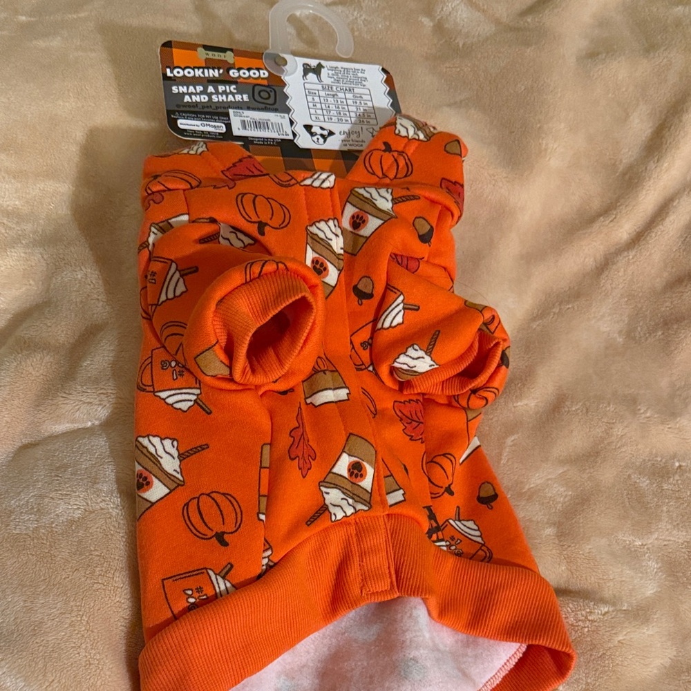 Orange Dog Hoodie with Fall Print